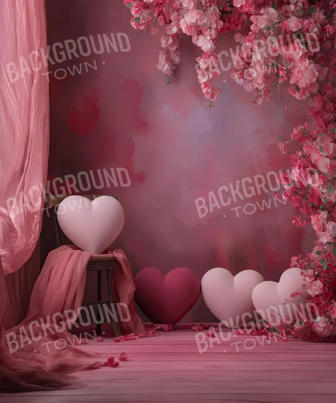 Pink Hearts Backdrop for Photography