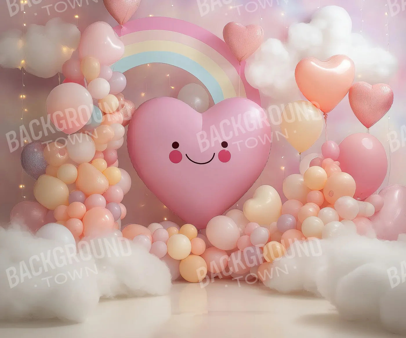 A Happy Heart Balloon 12’x10’ UltraCloth (144 x 120 inch) Backdrop