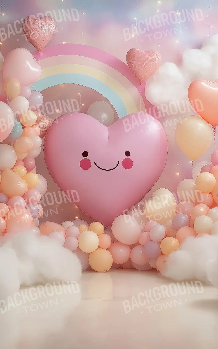 A Happy Heart Balloon 5’x8’ UltraCloth (60 x 96 inch) Backdrop