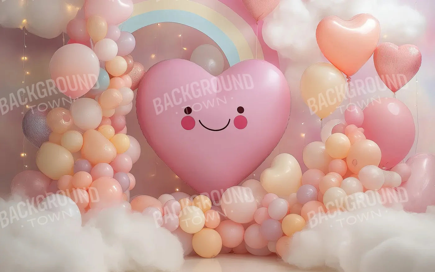 A Happy Heart Balloon 8’x5’ UltraCloth (96 x 60 inch) Backdrop