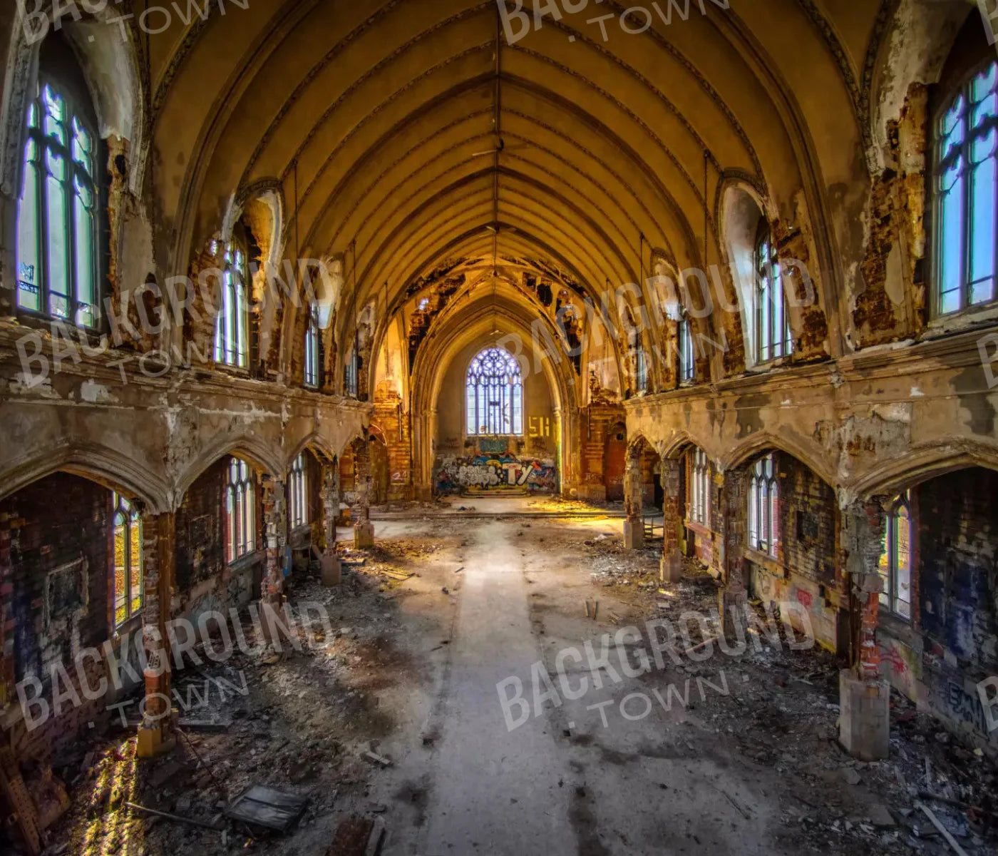 Abandoned Church 12X10 Ultracloth ( 144 X 120 Inch ) Backdrop