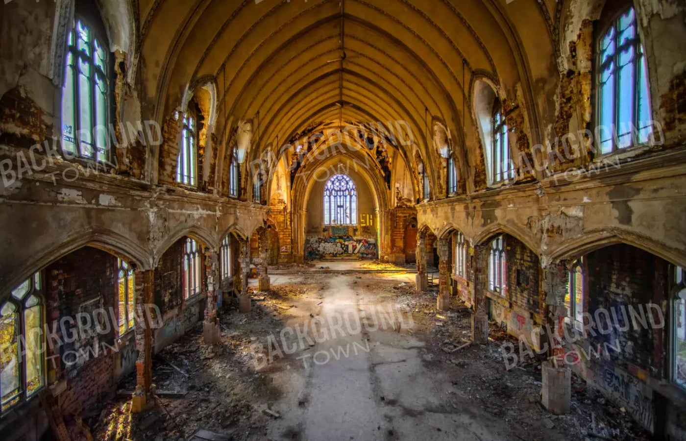 Abandoned Church 12X8 Ultracloth ( 144 X 96 Inch ) Backdrop