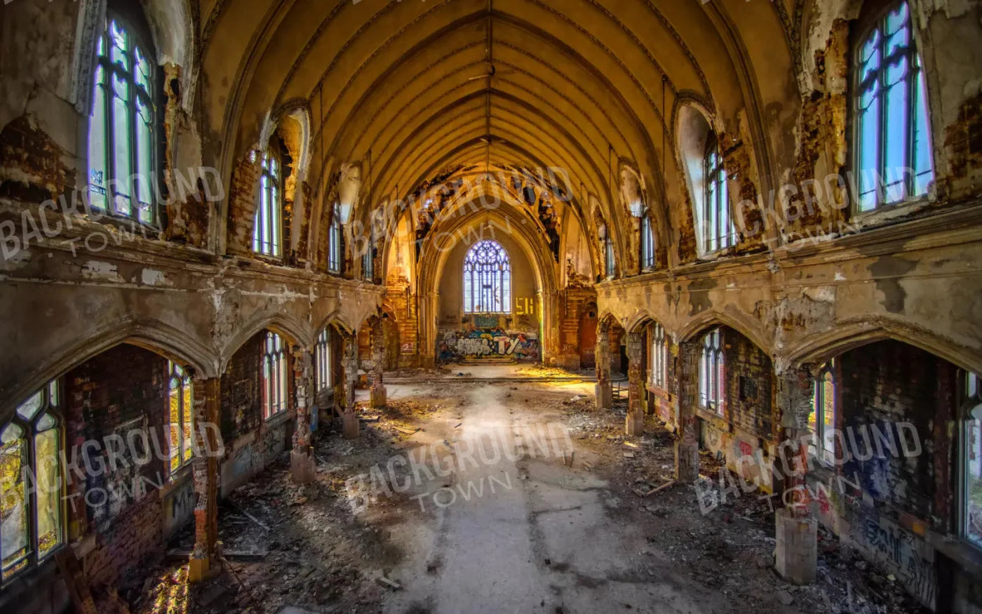Abandoned Church 14X9 Ultracloth ( 168 X 108 Inch ) Backdrop