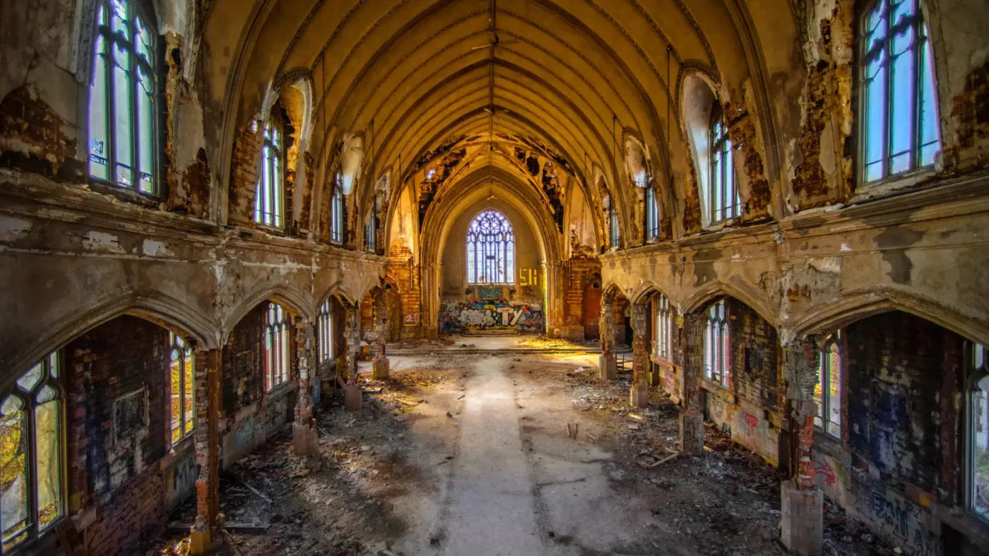 Abandoned Church 14X8 Ultracloth ( 168 X 96 Inch ) Backdrop