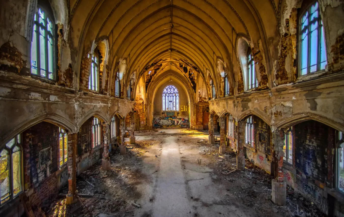 Abandoned Church 16X10 Ultracloth ( 192 X 120 Inch ) Backdrop