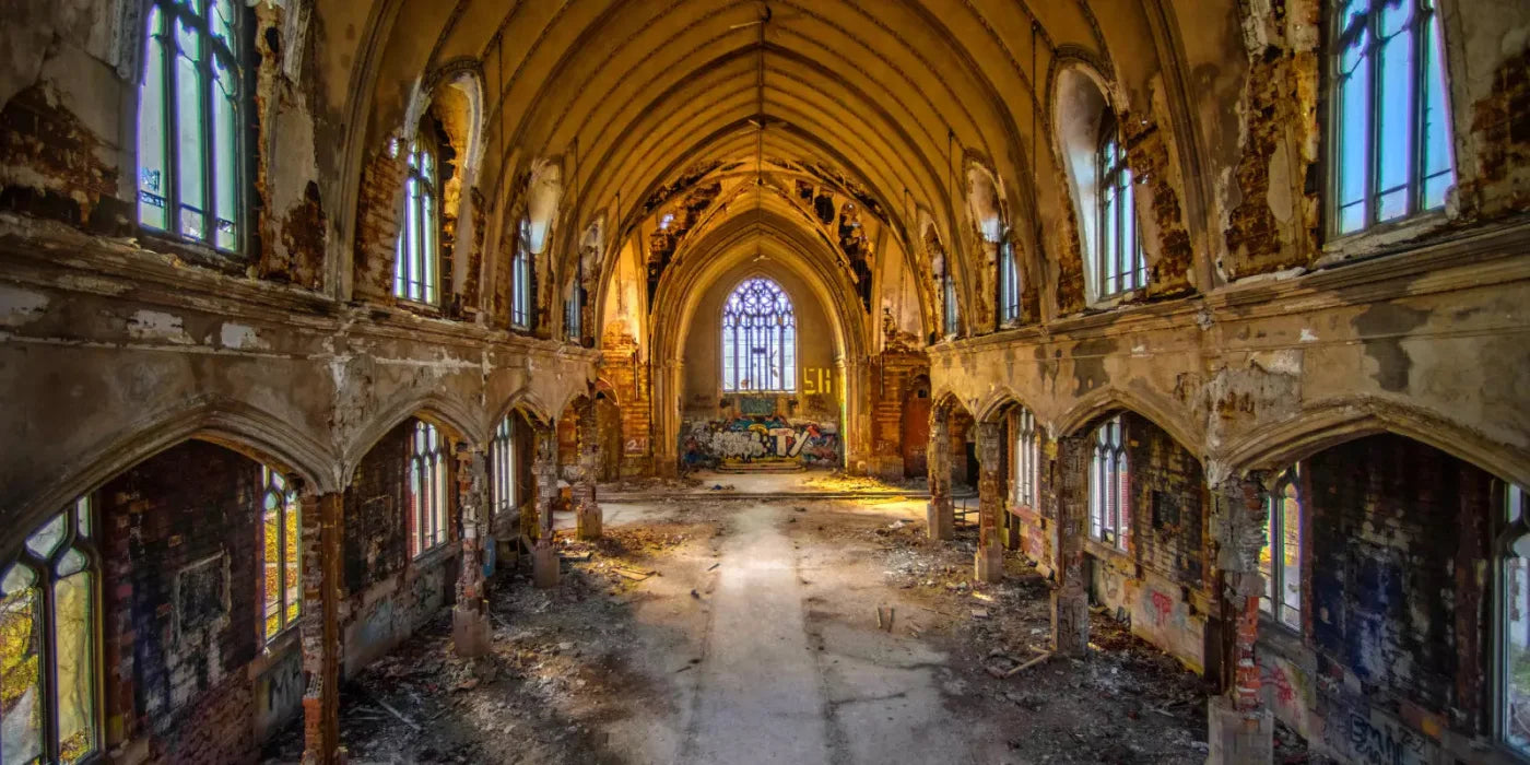 Abandoned Church 20X10 Ultracloth ( 240 X 120 Inch ) Backdrop