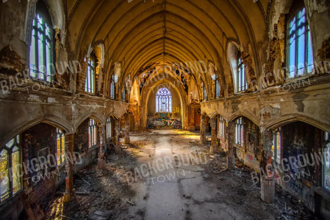 Abandoned Church 8X5 Ultracloth ( 96 X 60 Inch ) Backdrop