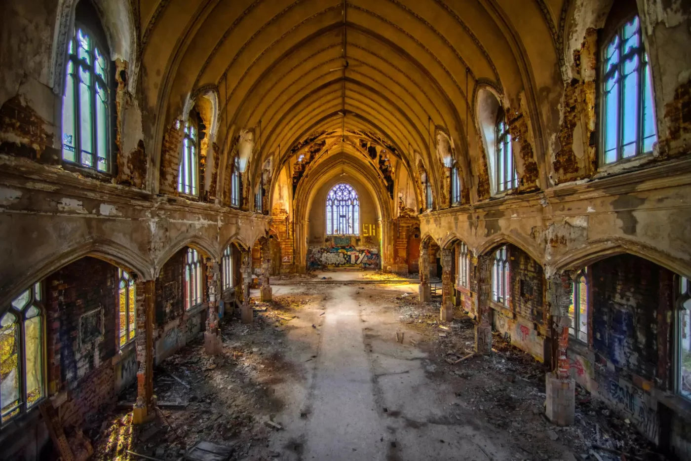 Abandoned Church 8X5 Ultracloth ( 96 X 60 Inch ) Backdrop