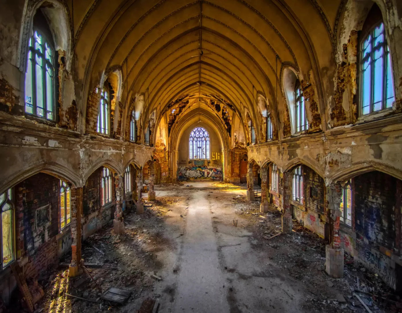 Abandoned Church 8X6 Fleece ( 96 X 72 Inch ) Backdrop