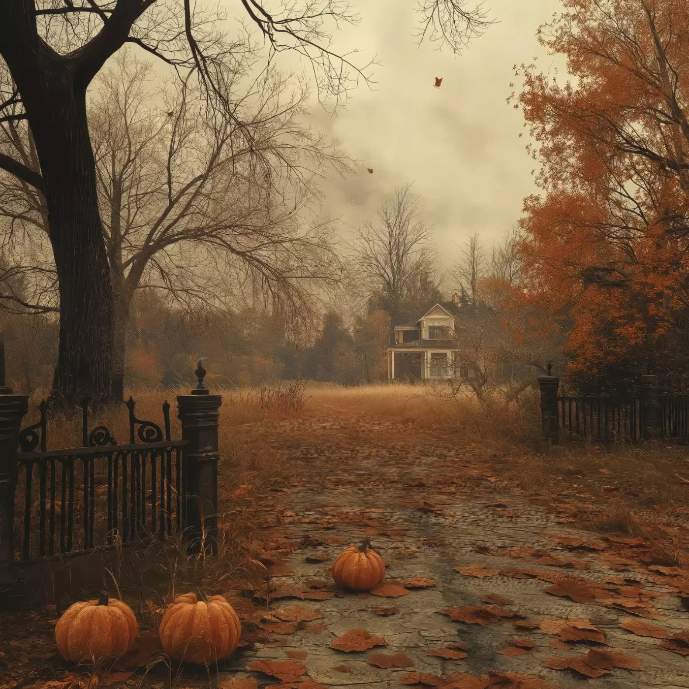 Abandoned Fall Drive 10’X10’ Ultracloth (120 X Inch) Backdrop
