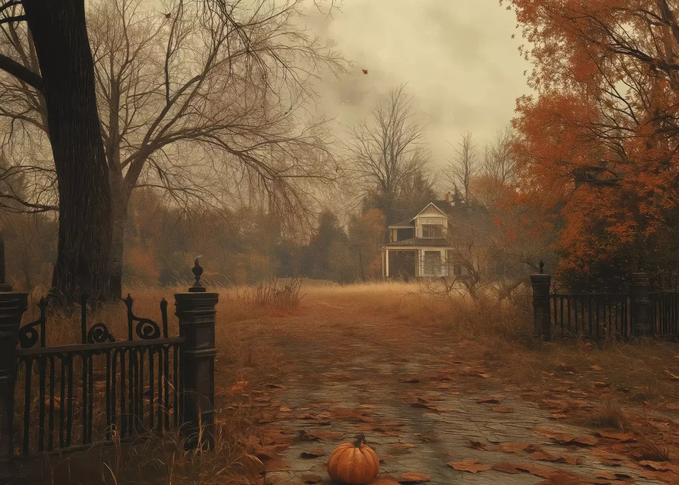 Abandoned Fall Drive 7’X5’ Ultracloth (84 X 60 Inch) Backdrop