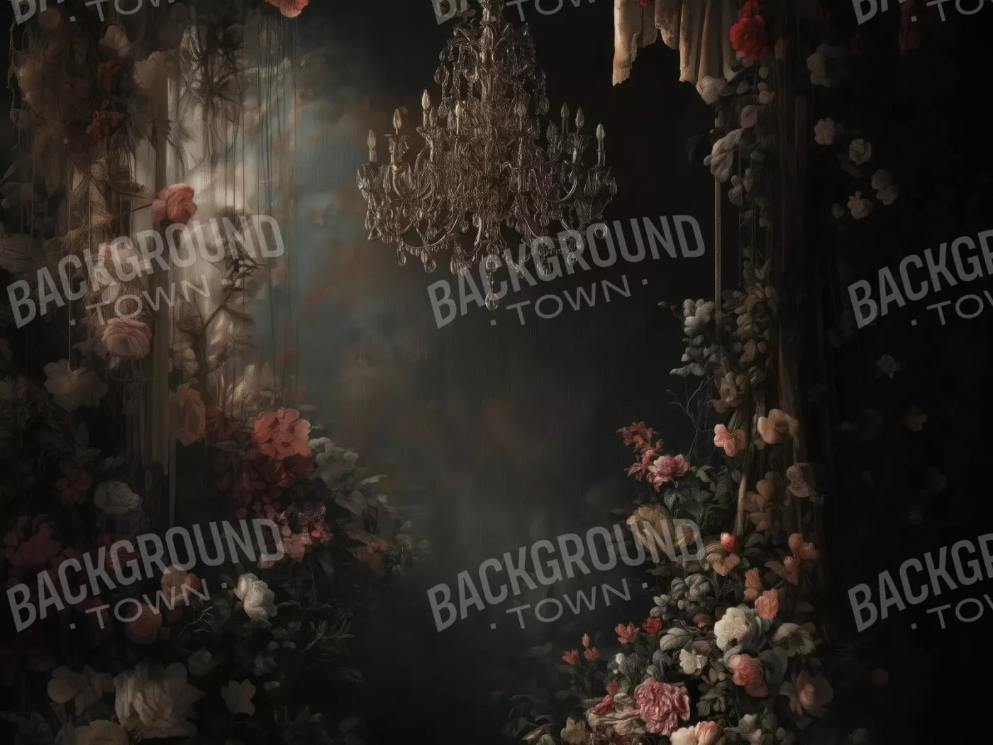 Abandoned Floral Ballroom 6’8X5’ Fleece (80 X 60 Inch) Backdrop