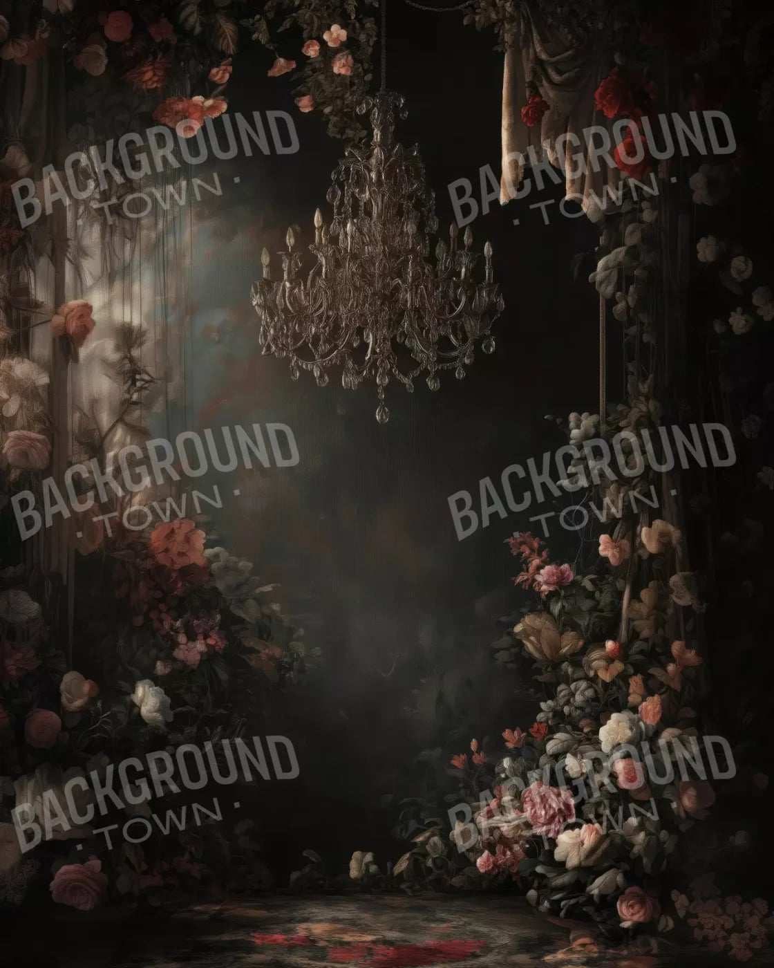 Abandoned Floral Ballroom 8’X10’ Fleece (96 X 120 Inch) Backdrop