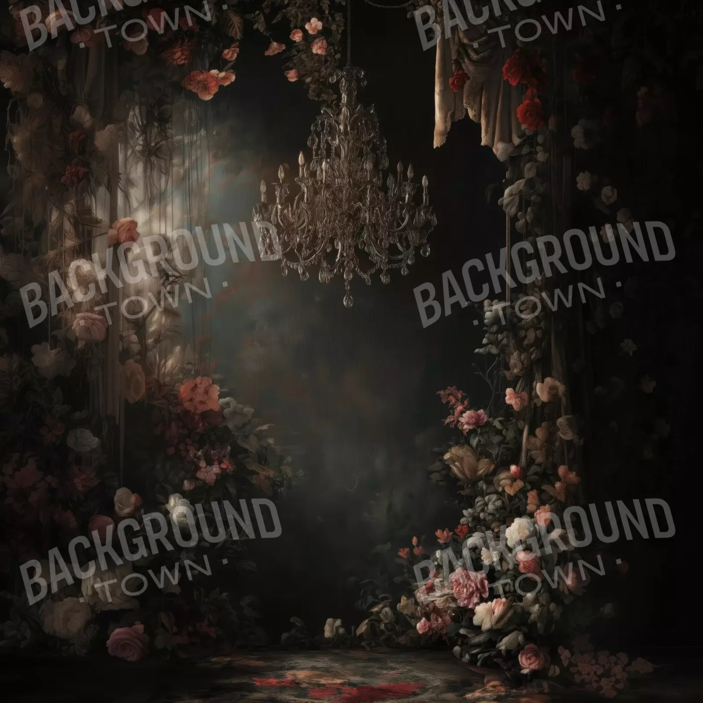 Abandoned Floral Ballroom 8’X8’ Fleece (96 X Inch) Backdrop