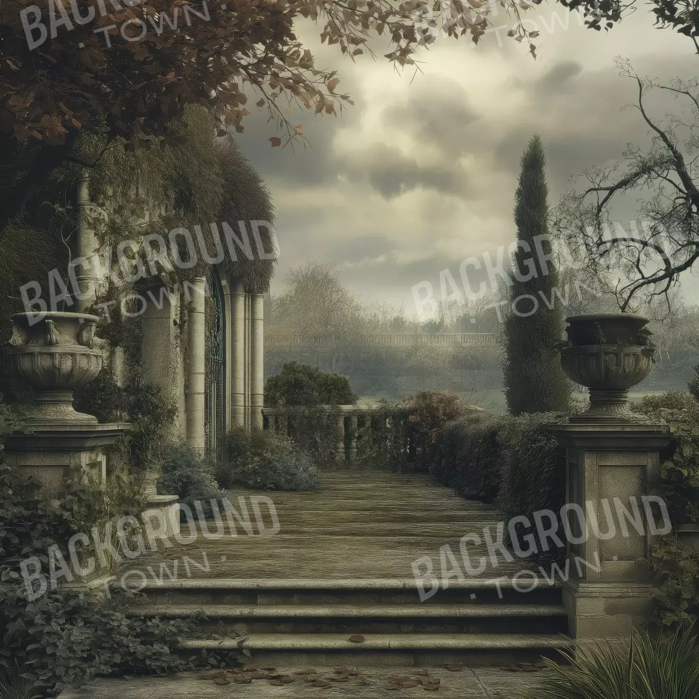 Abandoned Garden Overlook 10’X10’ Ultracloth (120 X Inch) Backdrop