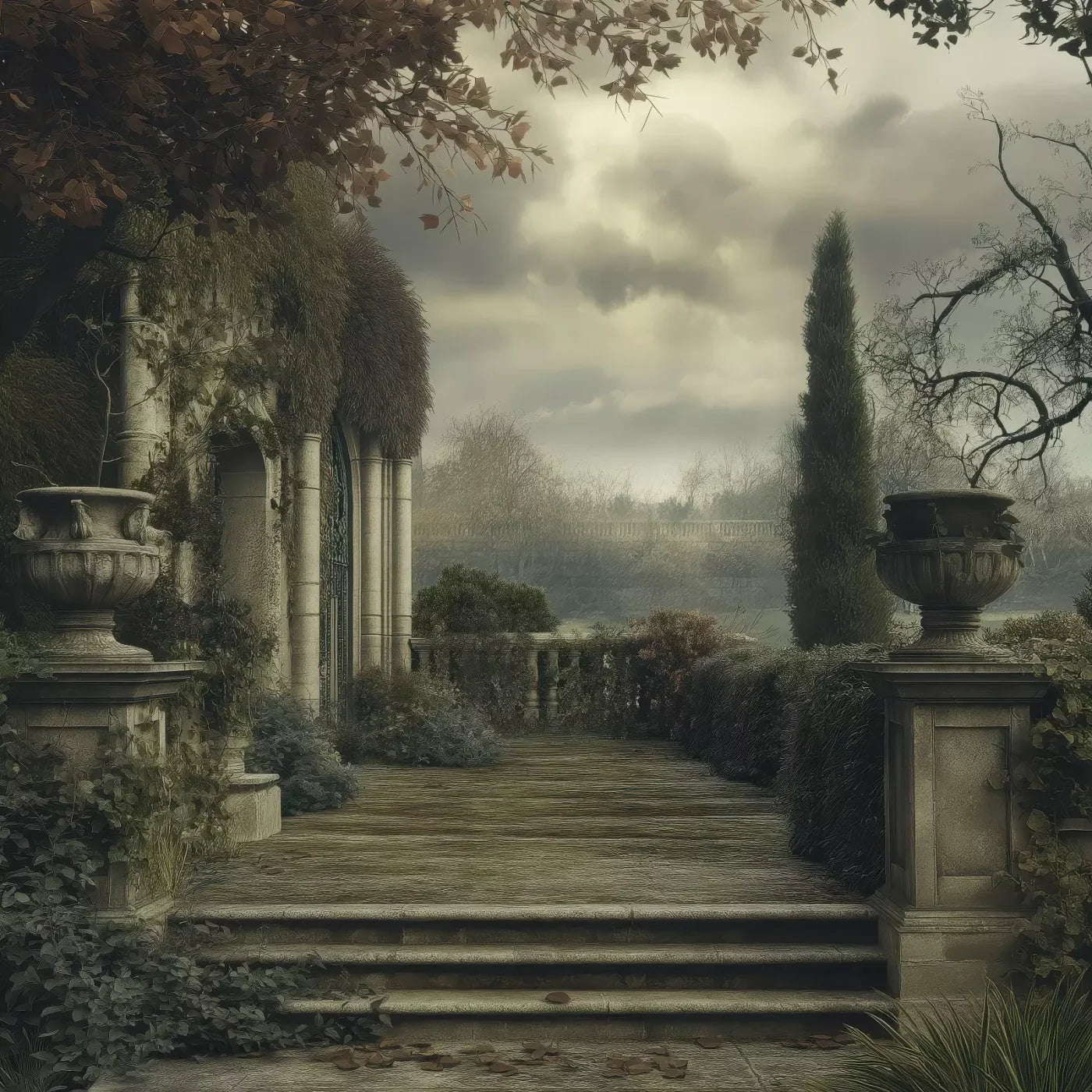 Abandoned Garden Overlook 10’X10’ Ultracloth (120 X Inch) Backdrop