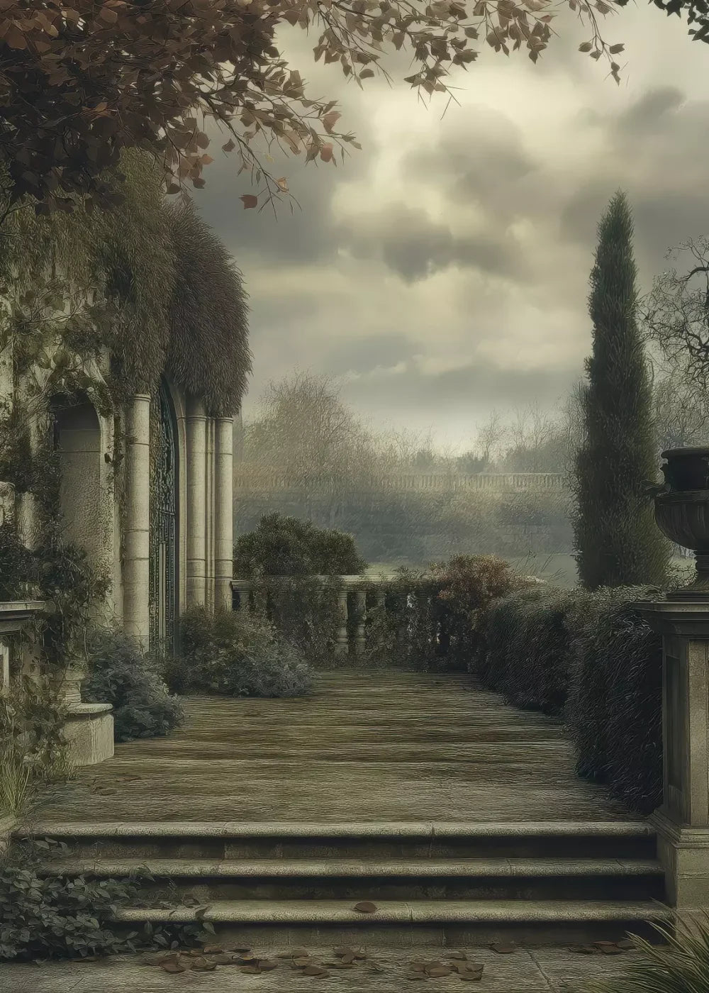 Abandoned Garden Overlook 5’X7’ Ultracloth (60 X 84 Inch) Backdrop