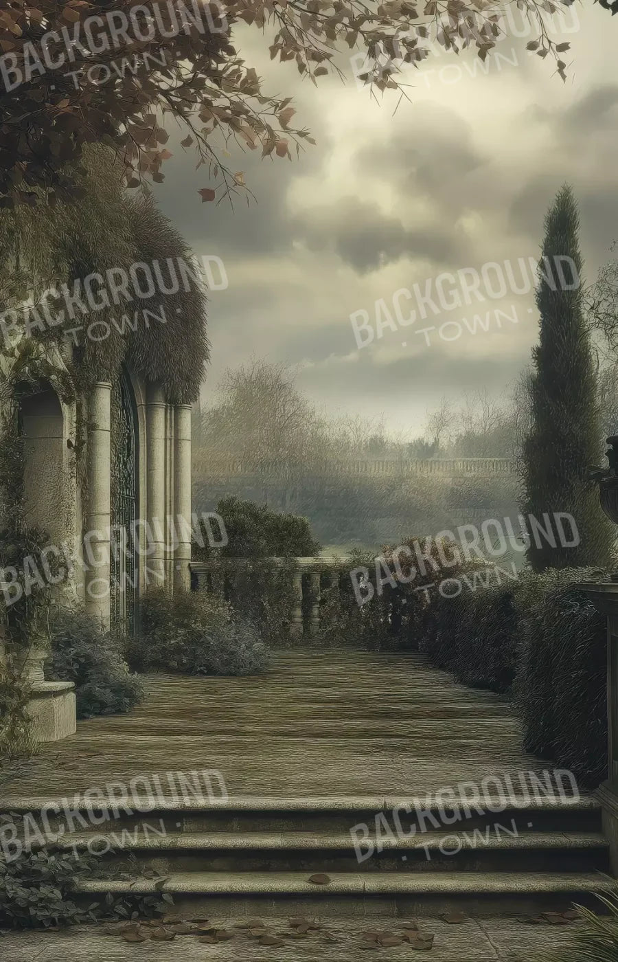 Abandoned Garden Overlook 9’X14’ Ultracloth (108 X 168 Inch) Backdrop