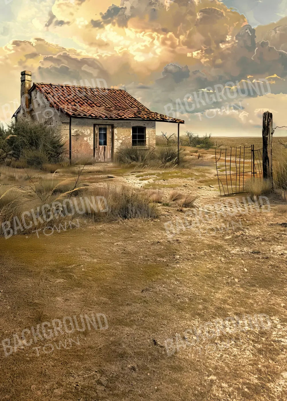 Abandoned House In The Desert Sweep 5’x7’ UltraCloth (60 x 84 inch) Backdrop