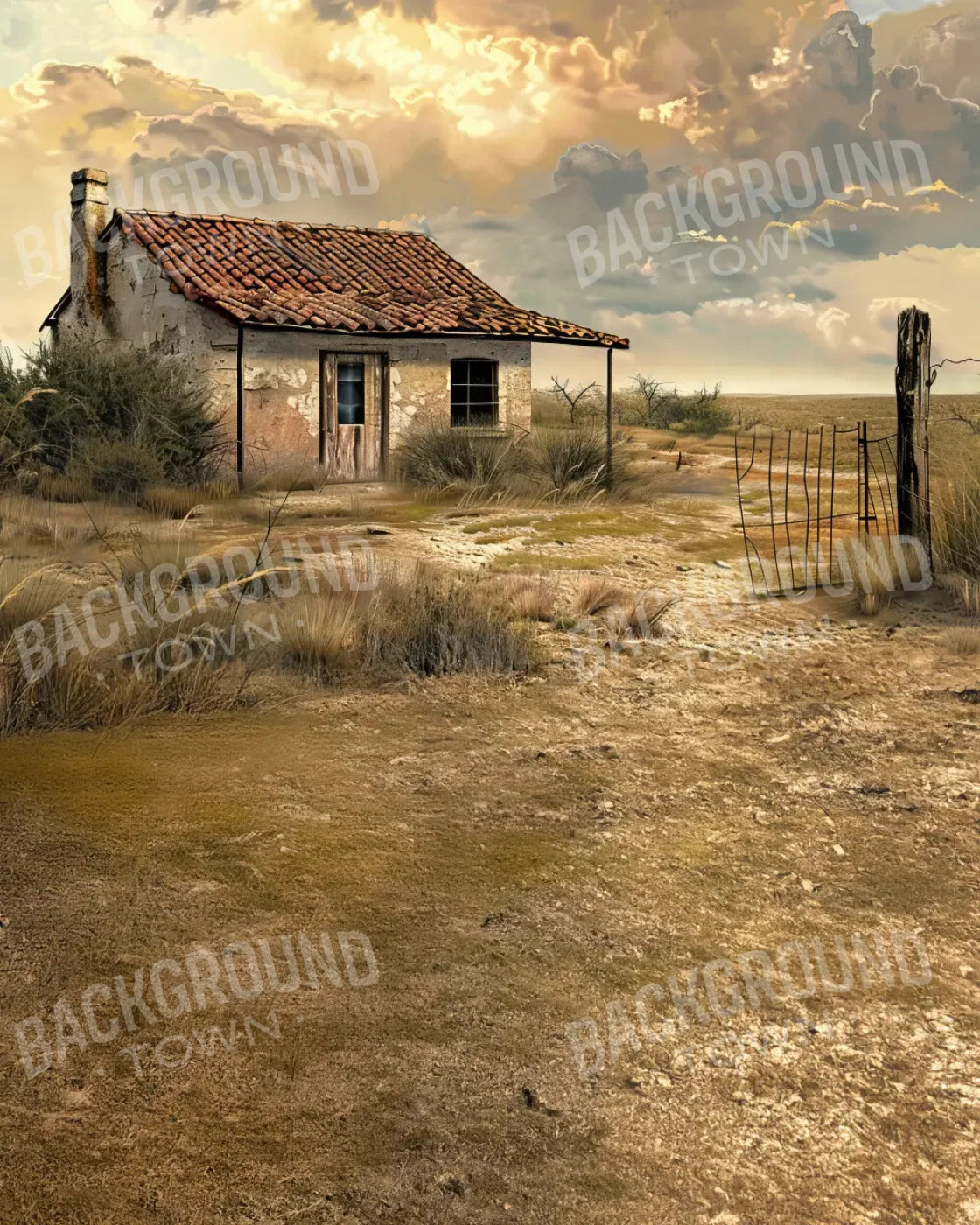 Abandoned House In The Desert Sweep 8’x10’ Fleece (96 x 120 inch) Backdrop