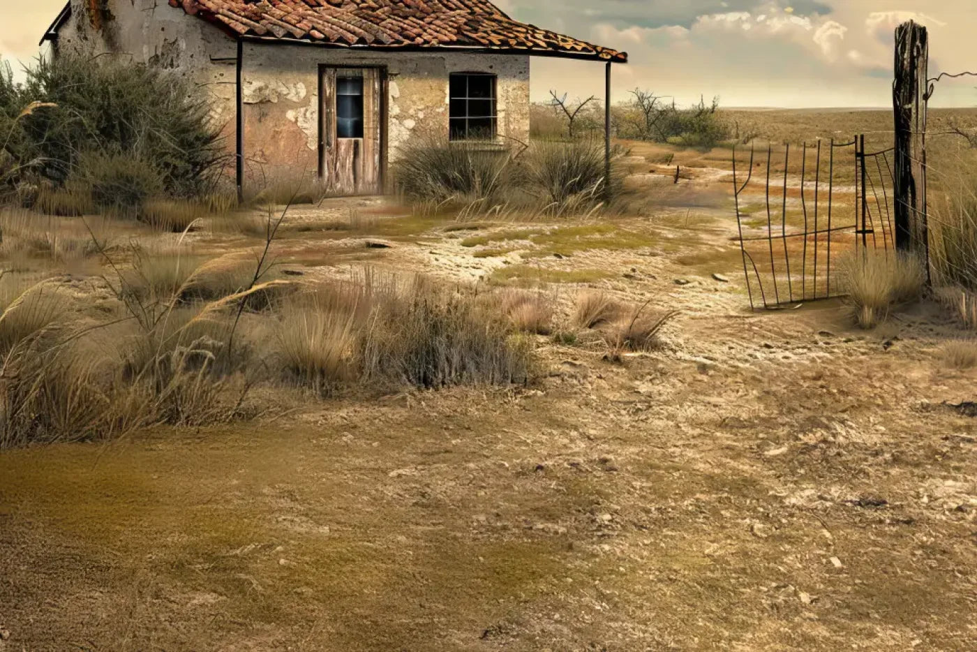 Abandoned House In The Desert Sweep Backdrop