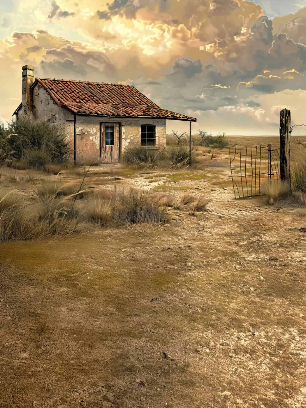 Abandoned House In The Desert Sweep 6’x8’ Fleece (72 x 96 inch) Backdrop