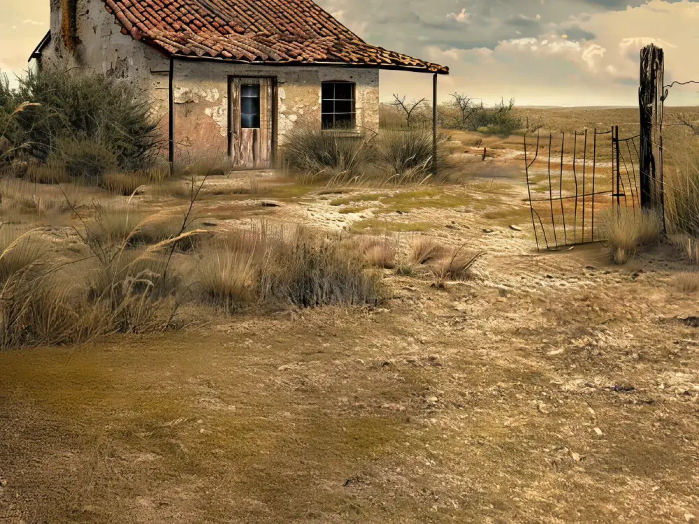 Abandoned House In The Desert Sweep Backdrop