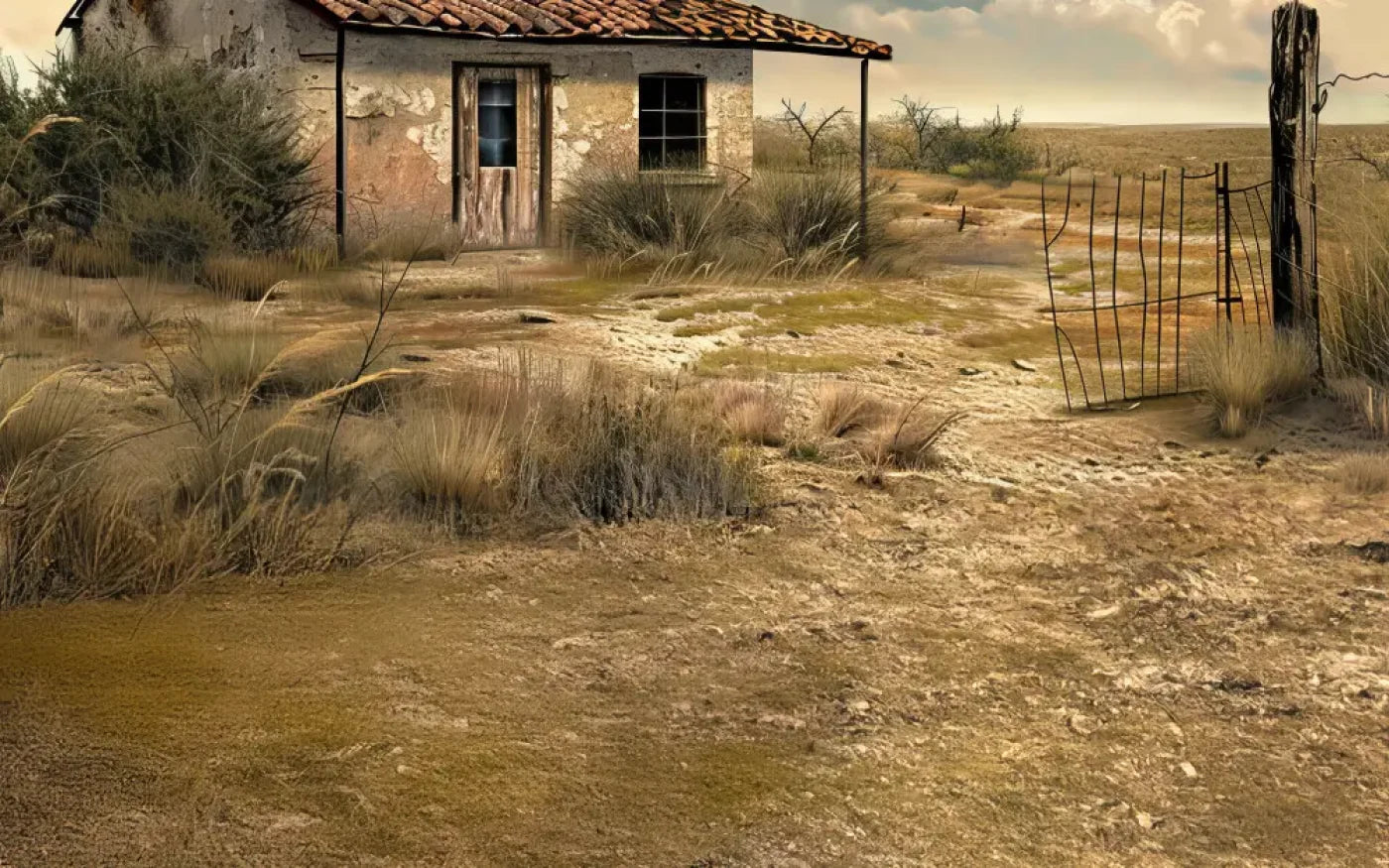 Abandoned House In The Desert Sweep Backdrop