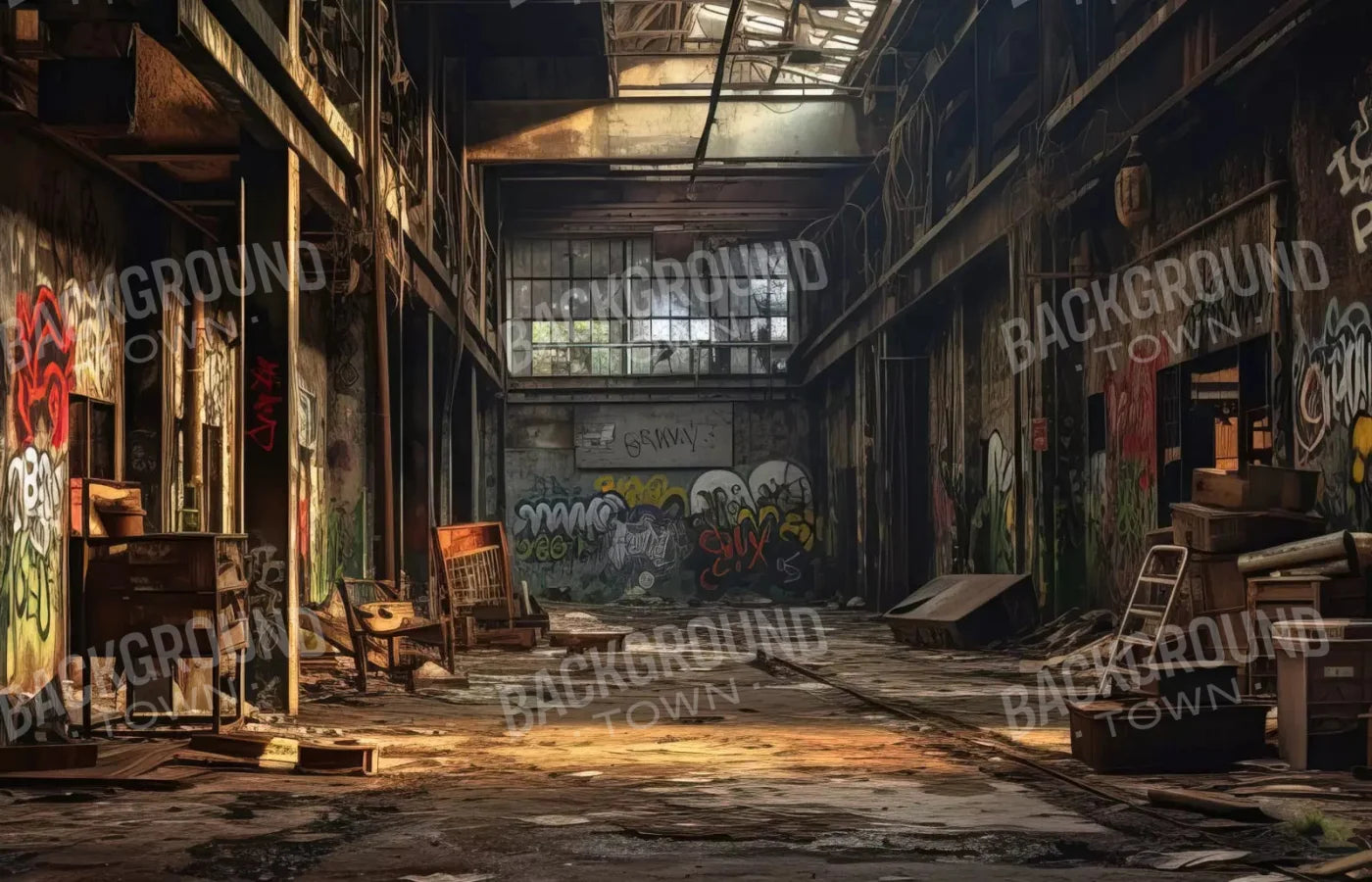 Abandoned Warehouse I 12X8 Ultracloth ( 144 X 96 Inch ) Backdrop