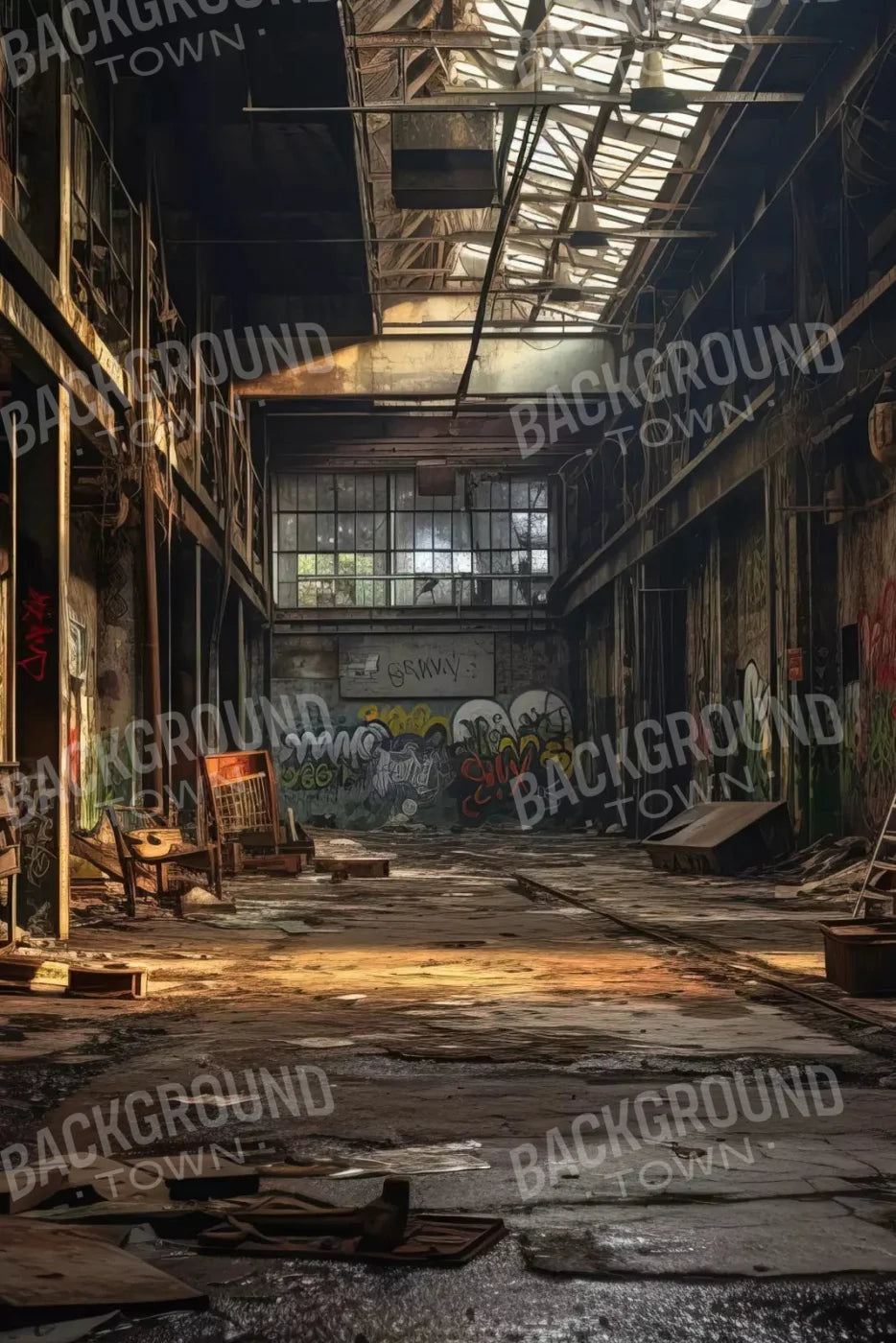 Abandoned Warehouse I 5X8 Ultracloth ( 60 X 96 Inch ) Backdrop
