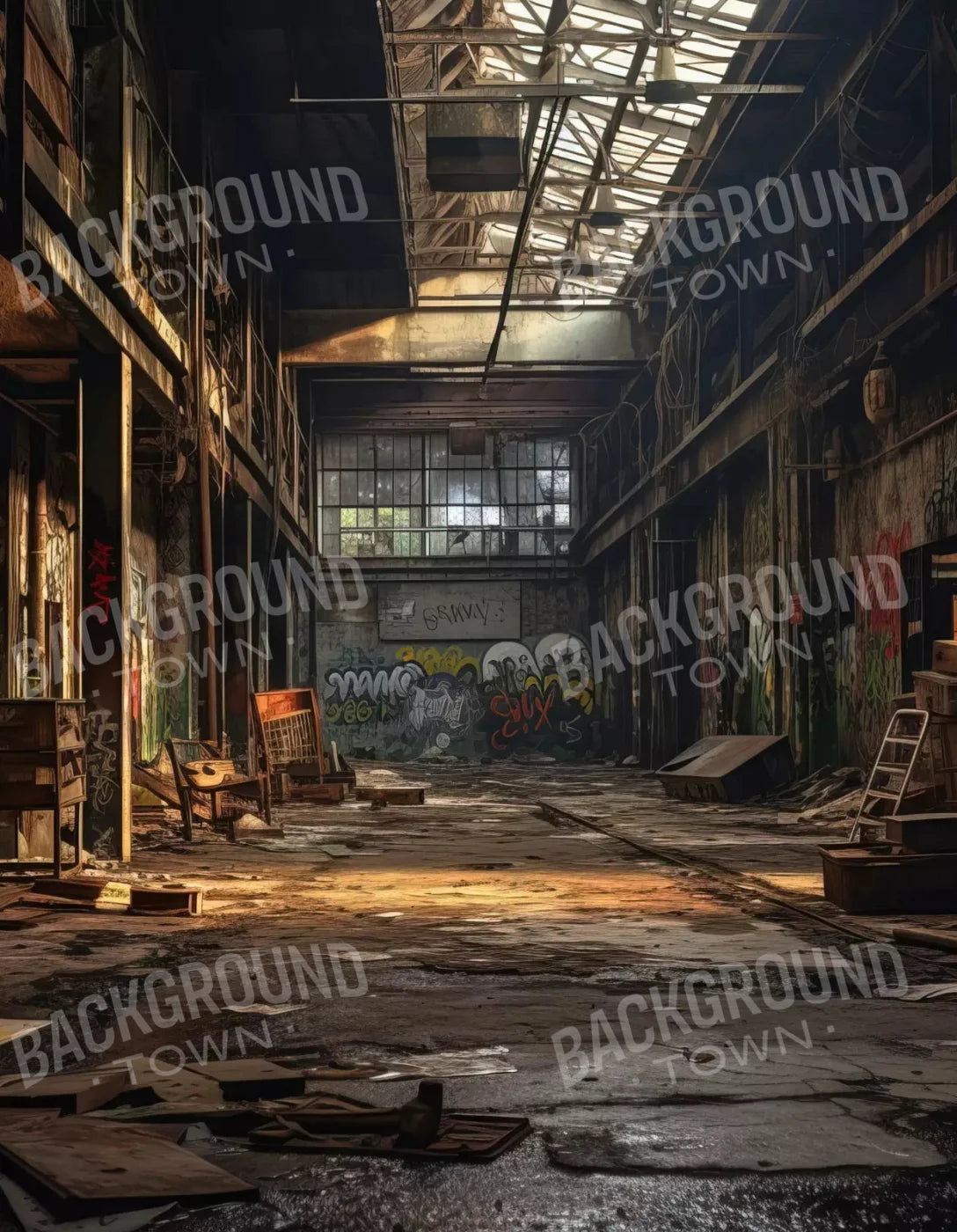 Abandoned Warehouse I 6X8 Fleece ( 72 X 96 Inch ) Backdrop