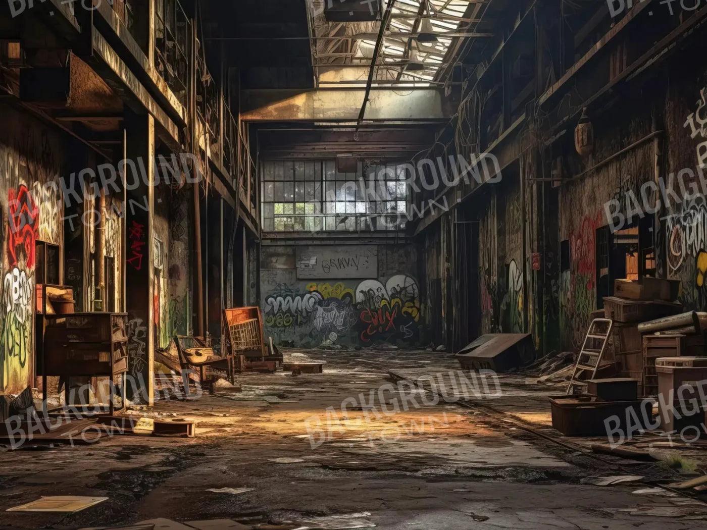 Abandoned Warehouse I 7X5 Ultracloth ( 84 X 60 Inch ) Backdrop