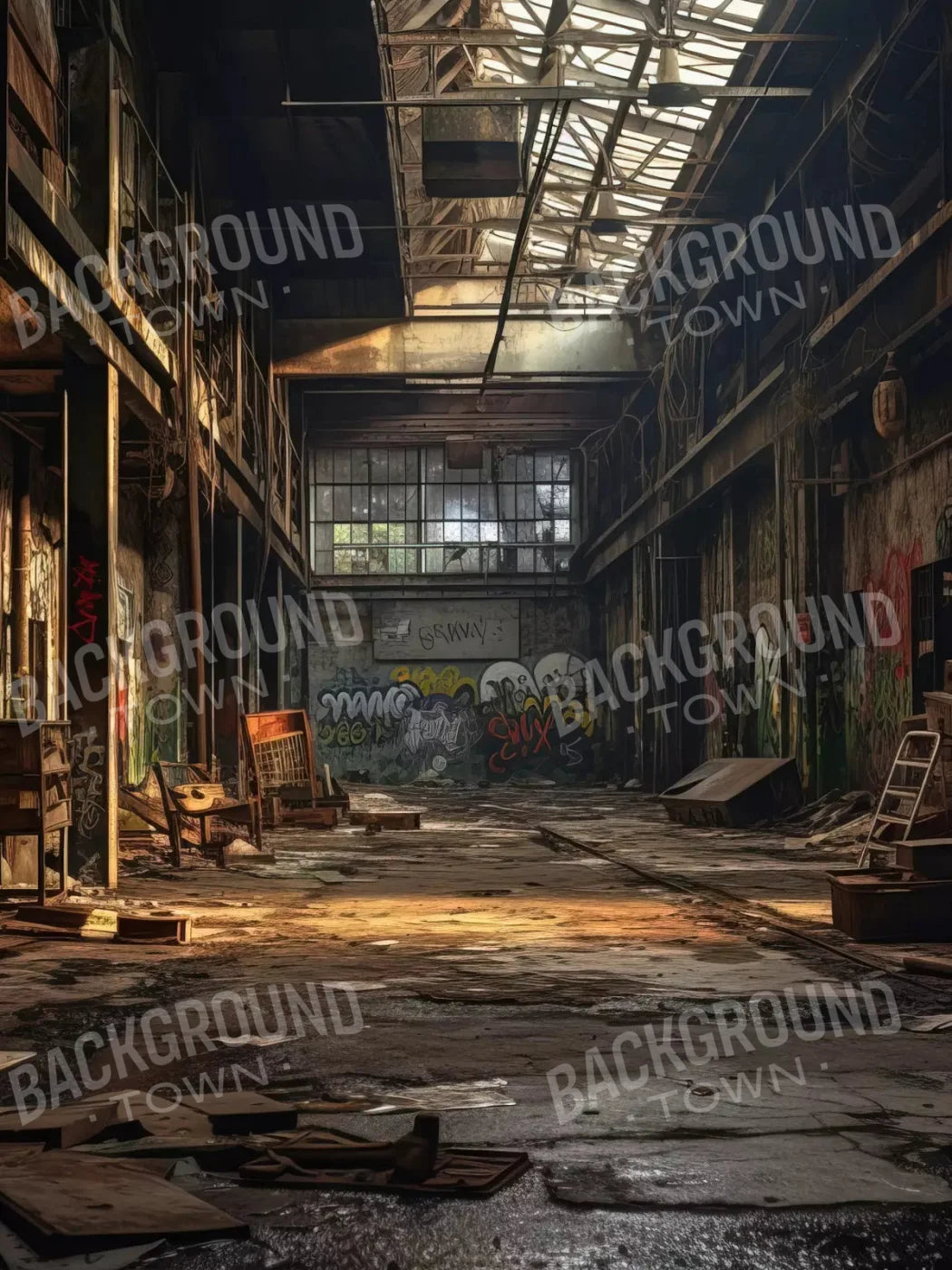 Abandoned Warehouse I 8X10 Fleece ( 96 X 120 Inch ) Backdrop