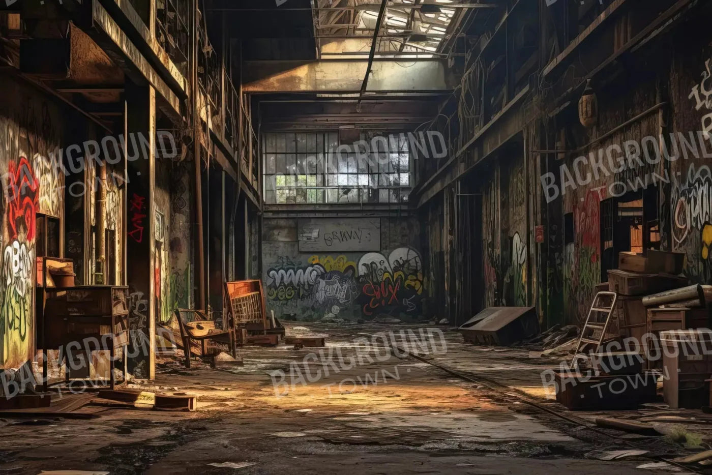 Abandoned Warehouse I 8X5 Ultracloth ( 96 X 60 Inch ) Backdrop