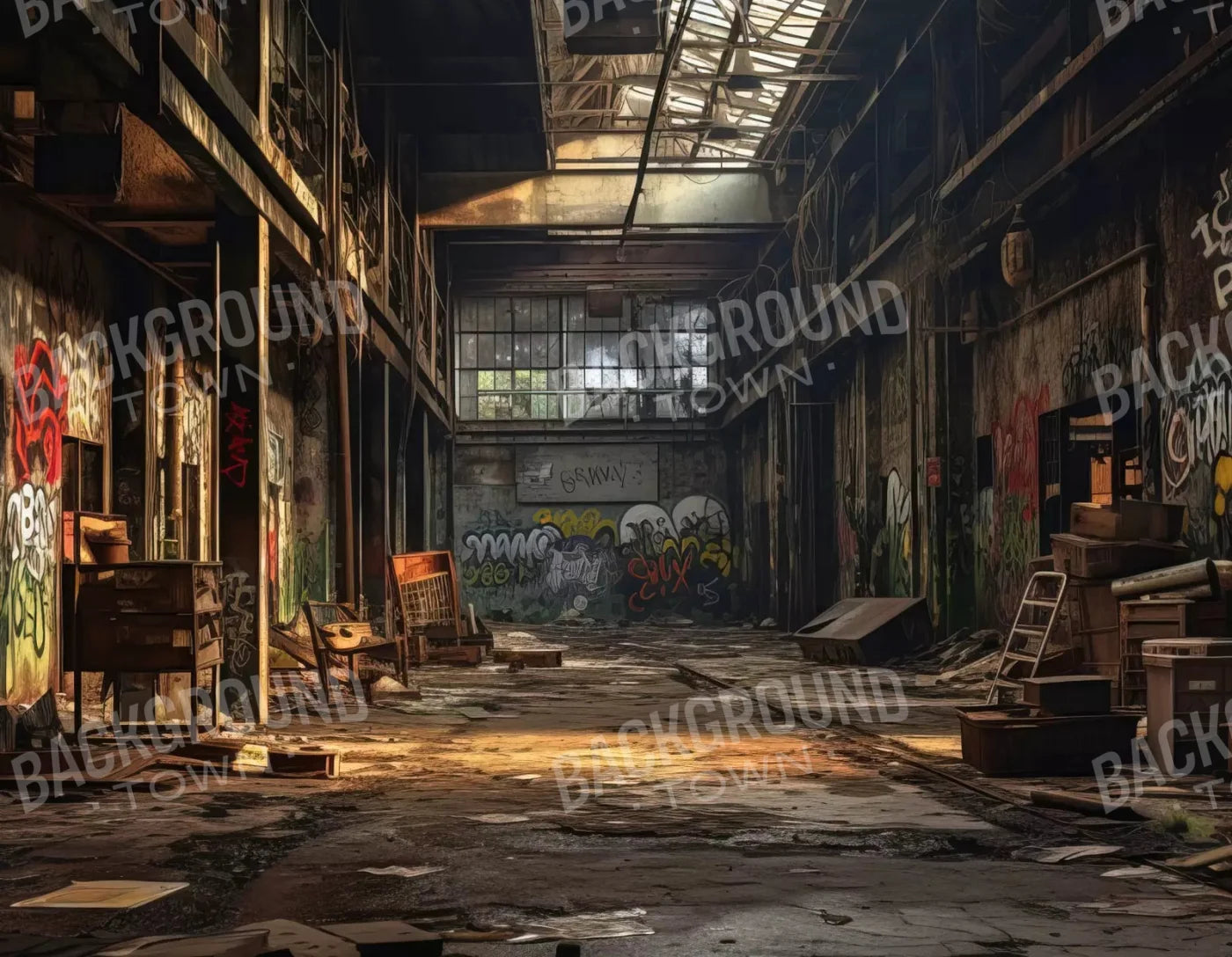 Abandoned Warehouse I 8X6 Fleece ( 96 X 72 Inch ) Backdrop