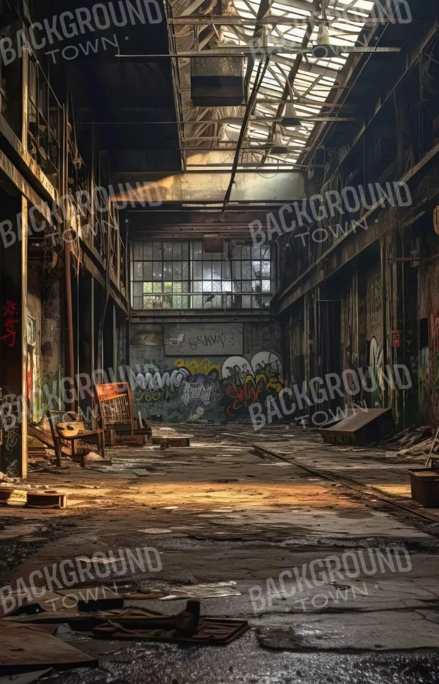 Abandoned Warehouse I 8X12 Ultracloth ( 96 X 144 Inch ) Backdrop