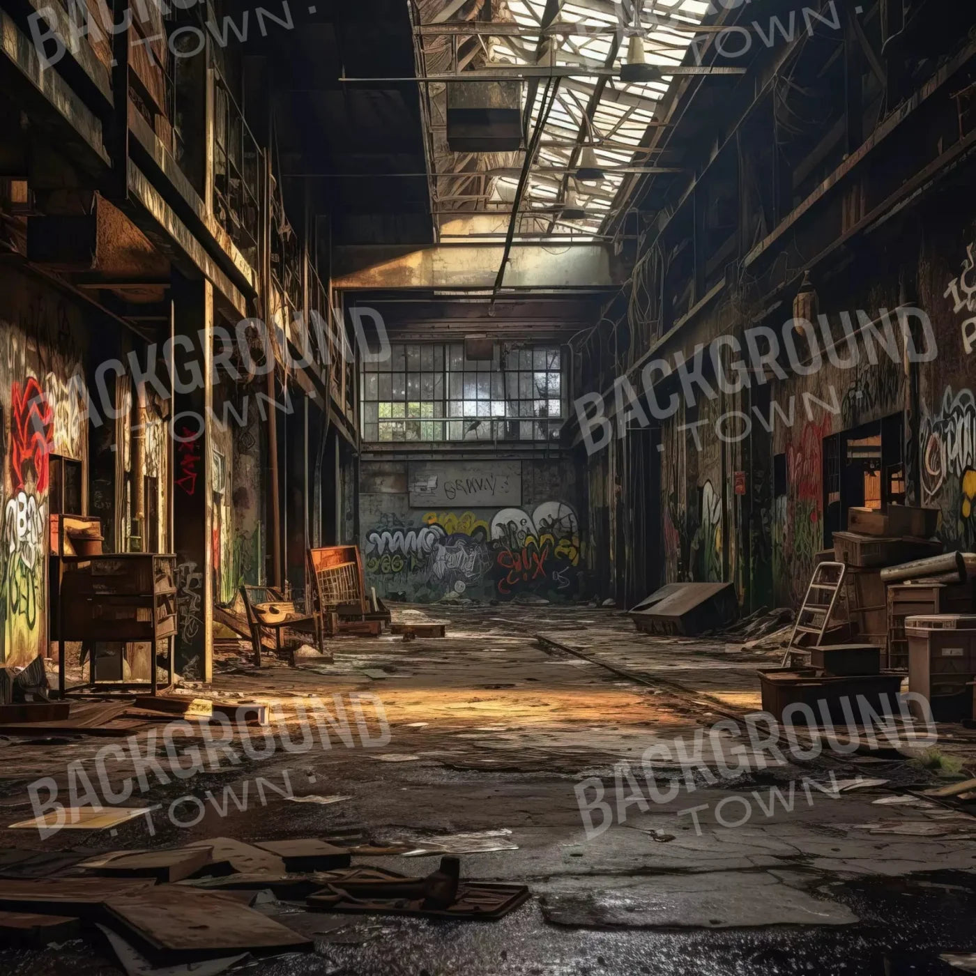 Abandoned Warehouse I 8X8 Fleece ( 96 X Inch ) Backdrop
