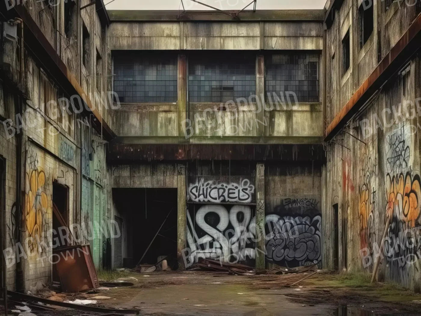 Abandoned Warehouse Ii 10X8 Fleece ( 120 X 96 Inch ) Backdrop