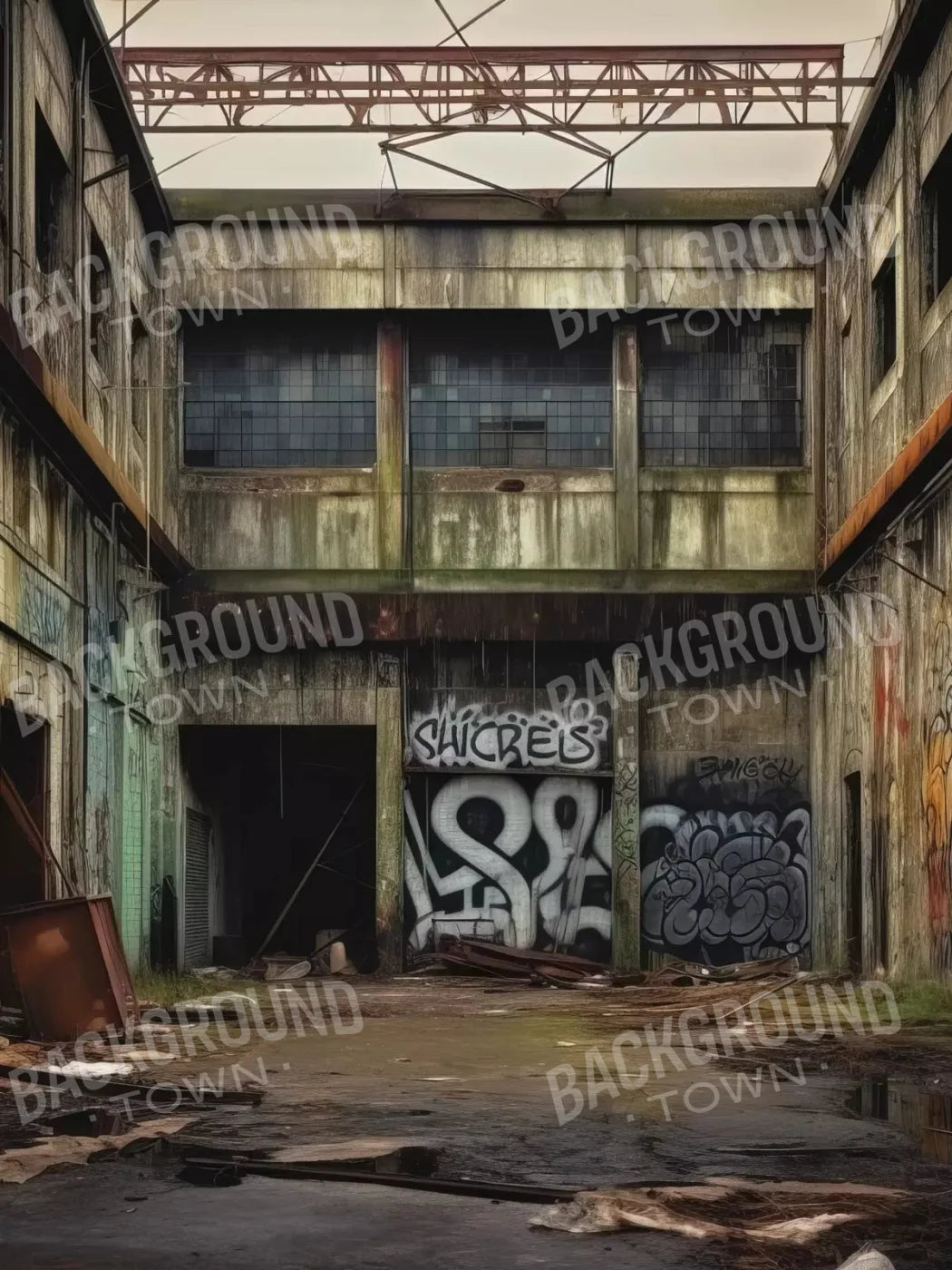 Abandoned Warehouse Ii 5X68 Fleece ( 60 X 80 Inch ) Backdrop