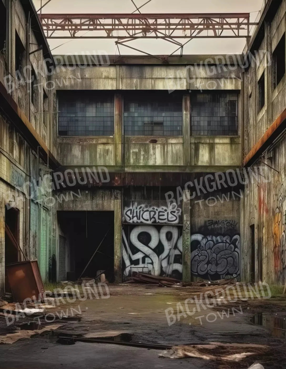 Abandoned Warehouse Ii 6X8 Fleece ( 72 X 96 Inch ) Backdrop