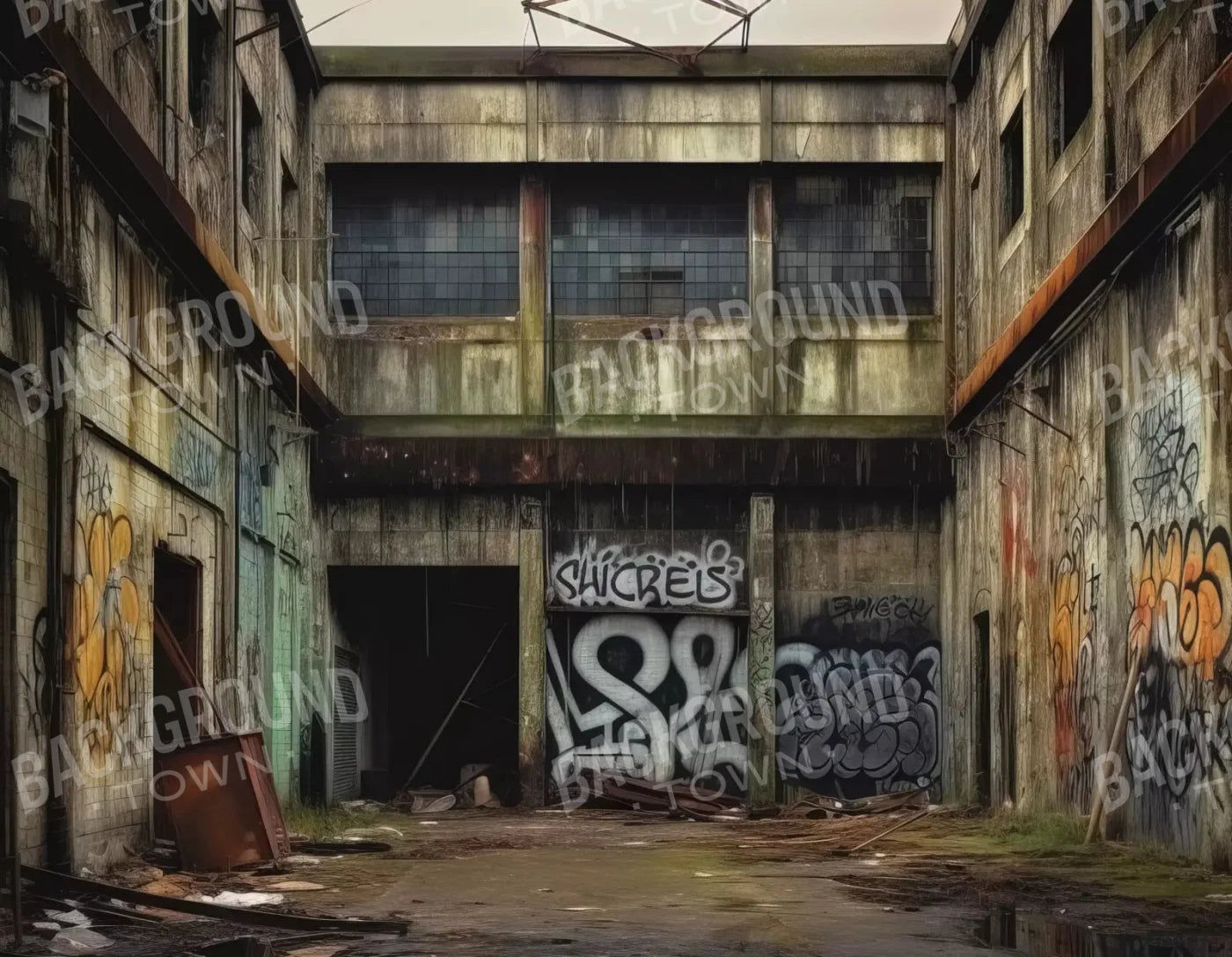 Abandoned Warehouse Ii 8X6 Fleece ( 96 X 72 Inch ) Backdrop
