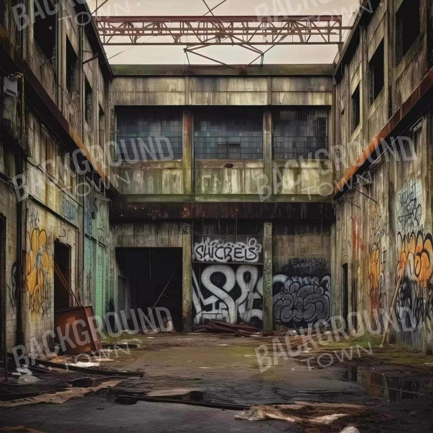 Abandoned Warehouse Ii 8X8 Fleece ( 96 X Inch ) Backdrop