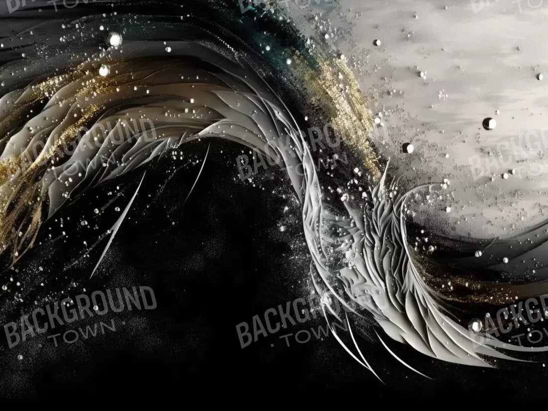 Abstract In Gold And Black H 68X5 Fleece ( 80 X 60 Inch ) Backdrop