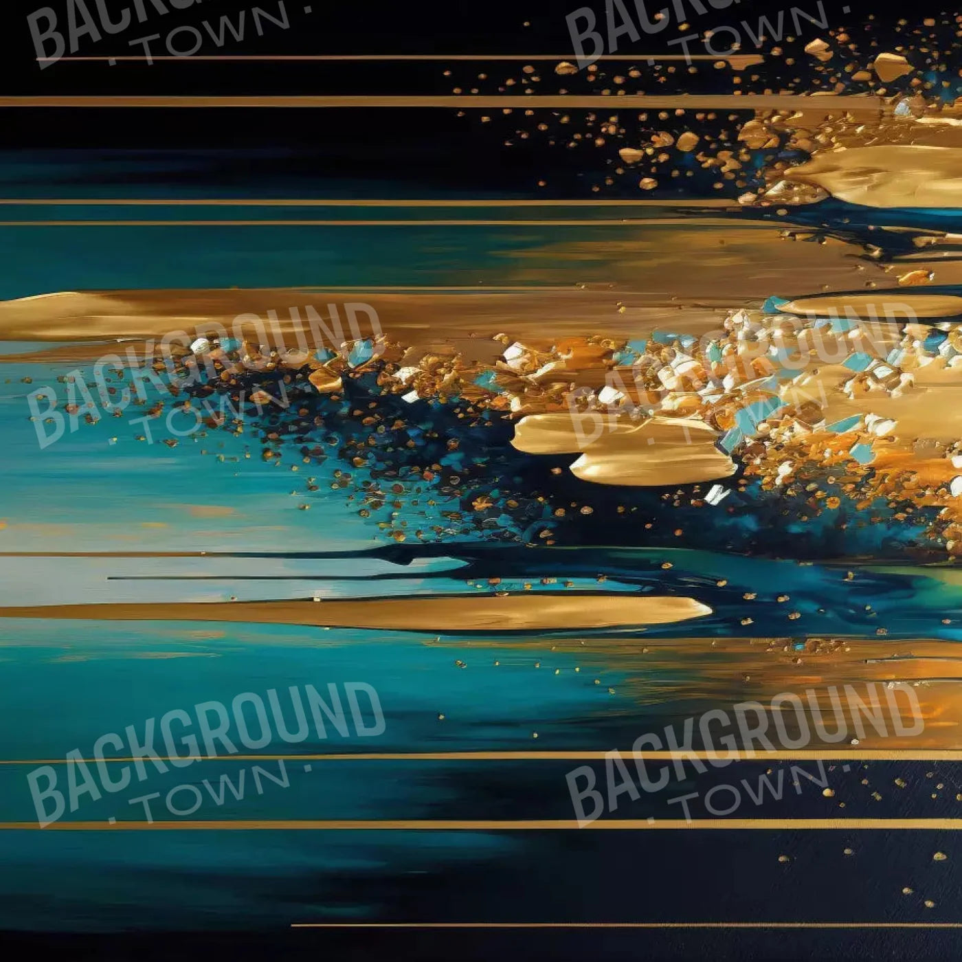 Abstract In Gold And Teal H 10X10 Ultracloth ( 120 X Inch ) Backdrop
