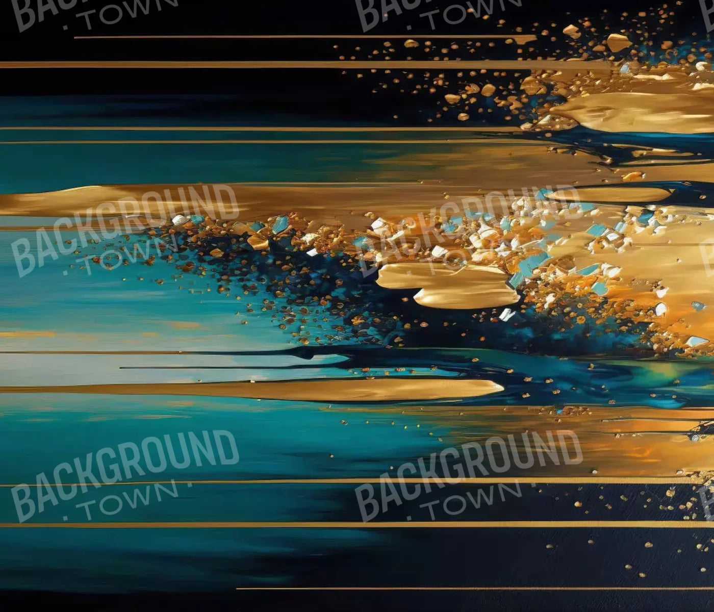 Abstract In Gold And Teal H 12X10 Ultracloth ( 144 X 120 Inch ) Backdrop
