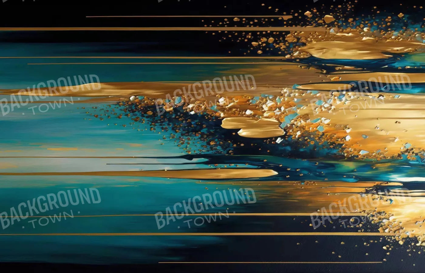 Abstract In Gold And Teal H 12X8 Ultracloth ( 144 X 96 Inch ) Backdrop