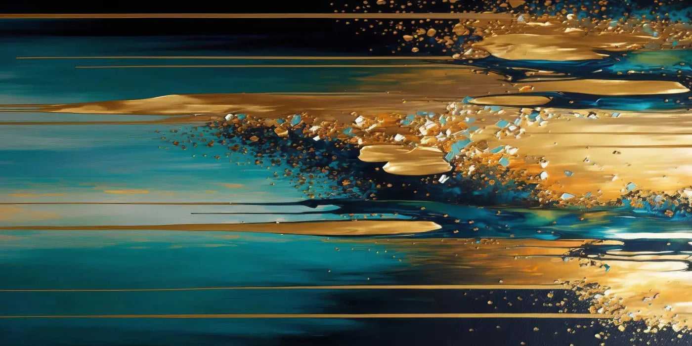 Abstract In Gold And Teal H 20X10 Ultracloth ( 240 X 120 Inch ) Backdrop