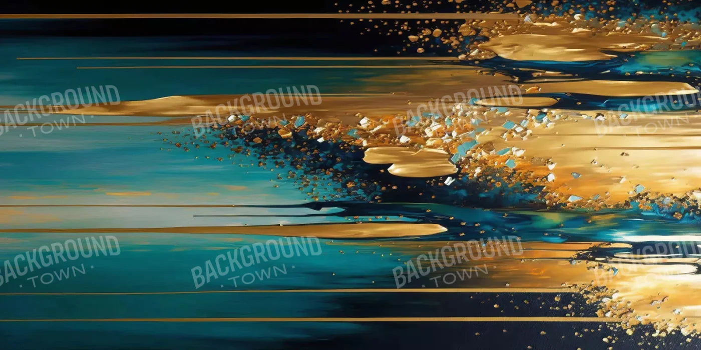 Abstract In Gold And Teal H 20X10 Ultracloth ( 240 X 120 Inch ) Backdrop