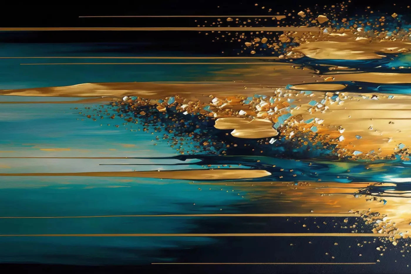 Abstract In Gold And Teal H 8X5 Ultracloth ( 96 X 60 Inch ) Backdrop