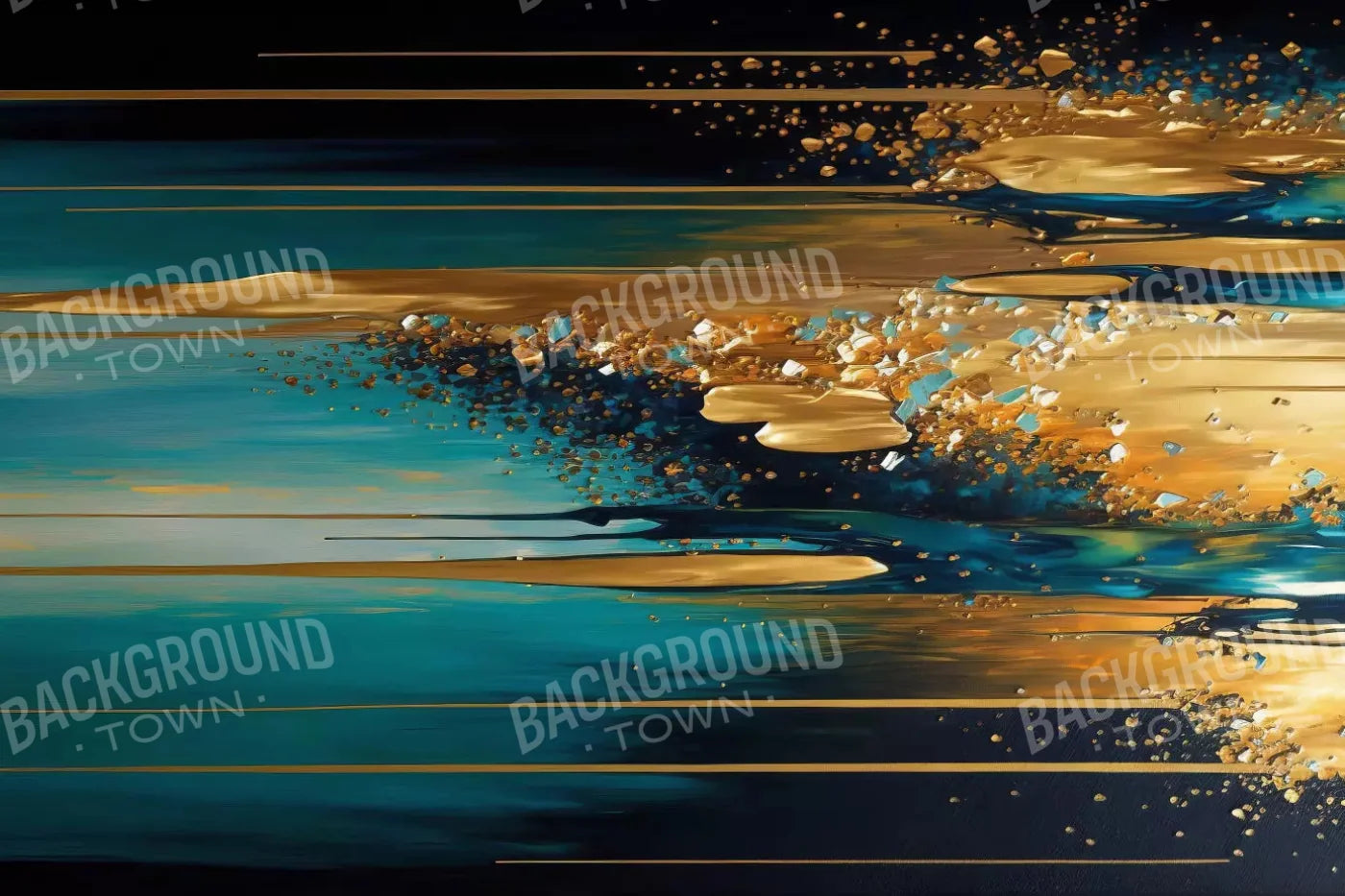 Abstract In Gold And Teal H 8X5 Ultracloth ( 96 X 60 Inch ) Backdrop